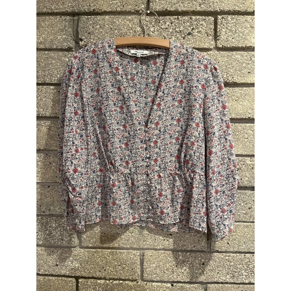 Madewell Vintage Floral Wrap Top In Delicate Watercolor Blossoms